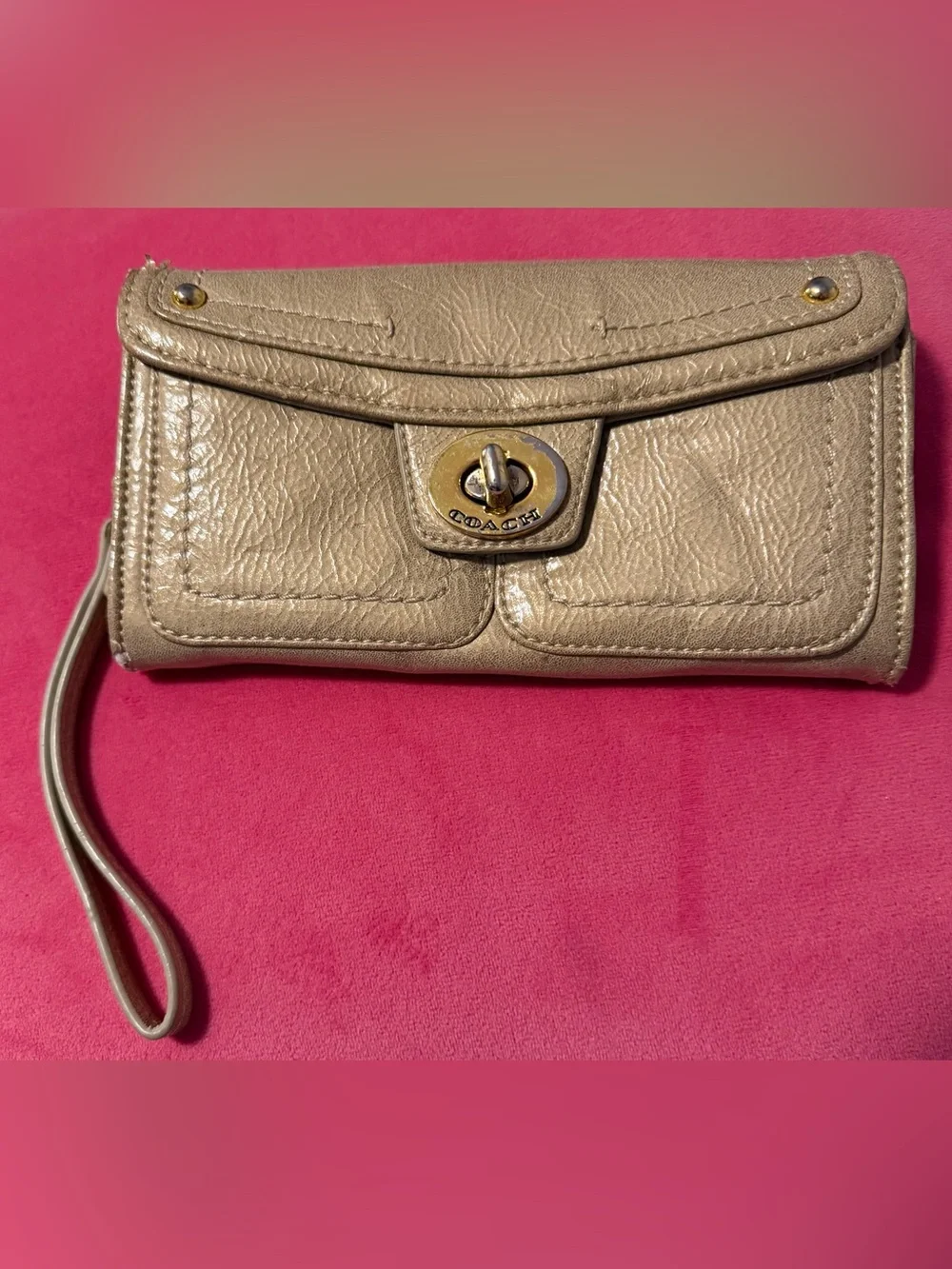 COACH Metallic Gold Leather Wallet Women’s
